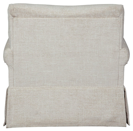 Back view showing chair upholstery and skirt