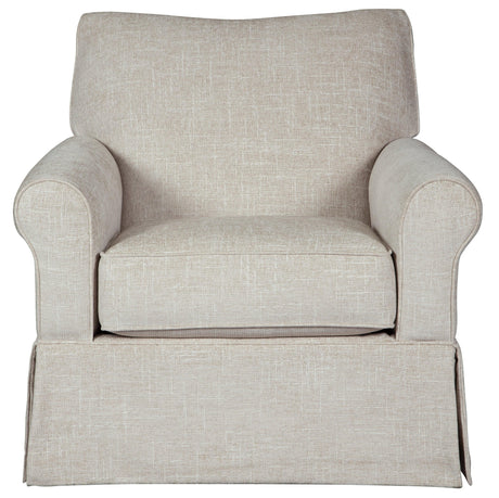 Head-on view of Searcy Quartz Accent Chair with plush cushions