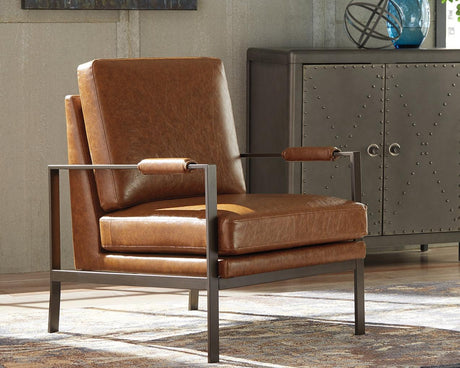 Peacemaker Brown Accent Chair front angle view showing seat and armrests