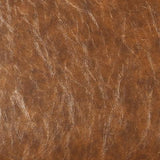 Fabric swatch of medium brown weathered faux leather upholstery