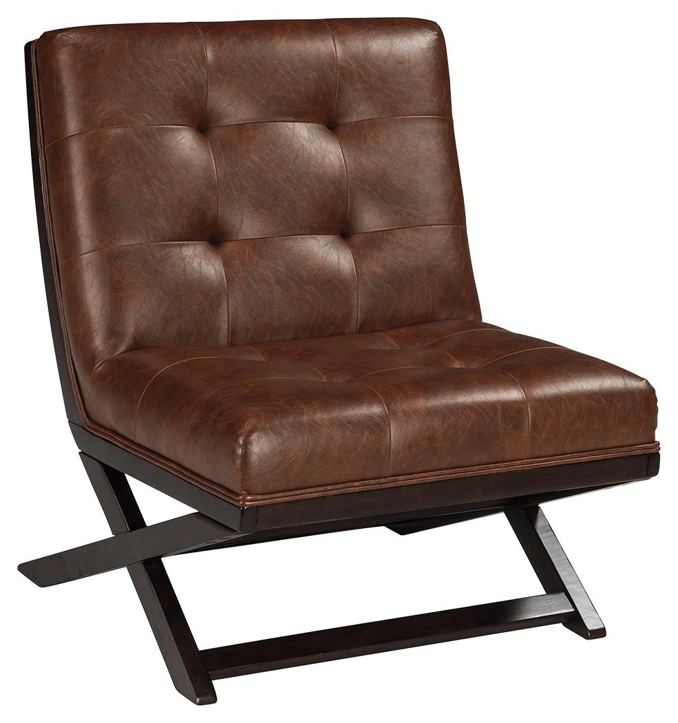 Sidewinder Brown Accent Chair side view showing tufting