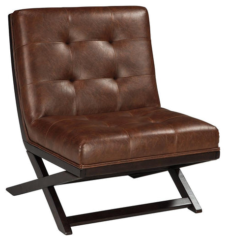 Sidewinder Brown Accent Chair side view showing tufting