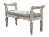 Realyn Antique White Accent Bench full profile
