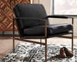 Puckman Black Leather Accent Chair front angle