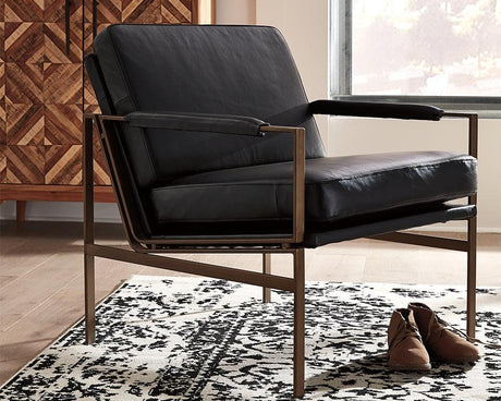 Puckman Black Leather Accent Chair front angle
