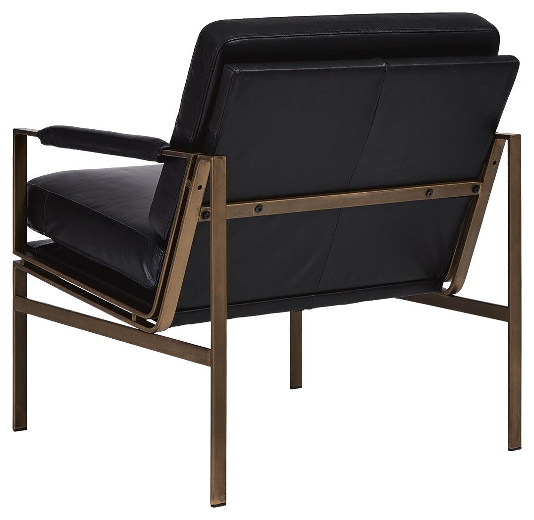 Puckman Black Leather Accent Chair back angle