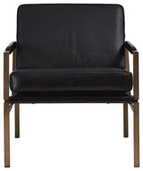 Puckman Black Leather Accent Chair head-on view