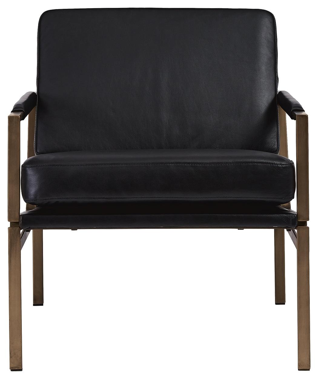 Puckman Black Leather Accent Chair head-on view