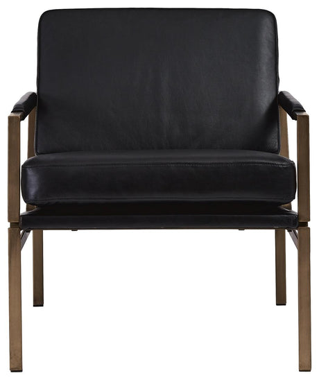Puckman Black Leather Accent Chair head-on view