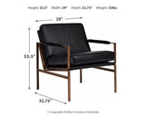 Puckman Black Leather Accent Chair dimension diagram