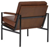 Puckman accent chair back view brown leather metal frame