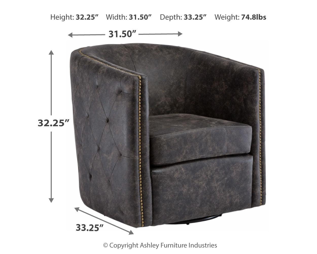 Brentlow Distressed Black Accent Chair dimension diagram