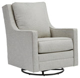 Kambria Frost Accent Chair side view showing swivel base