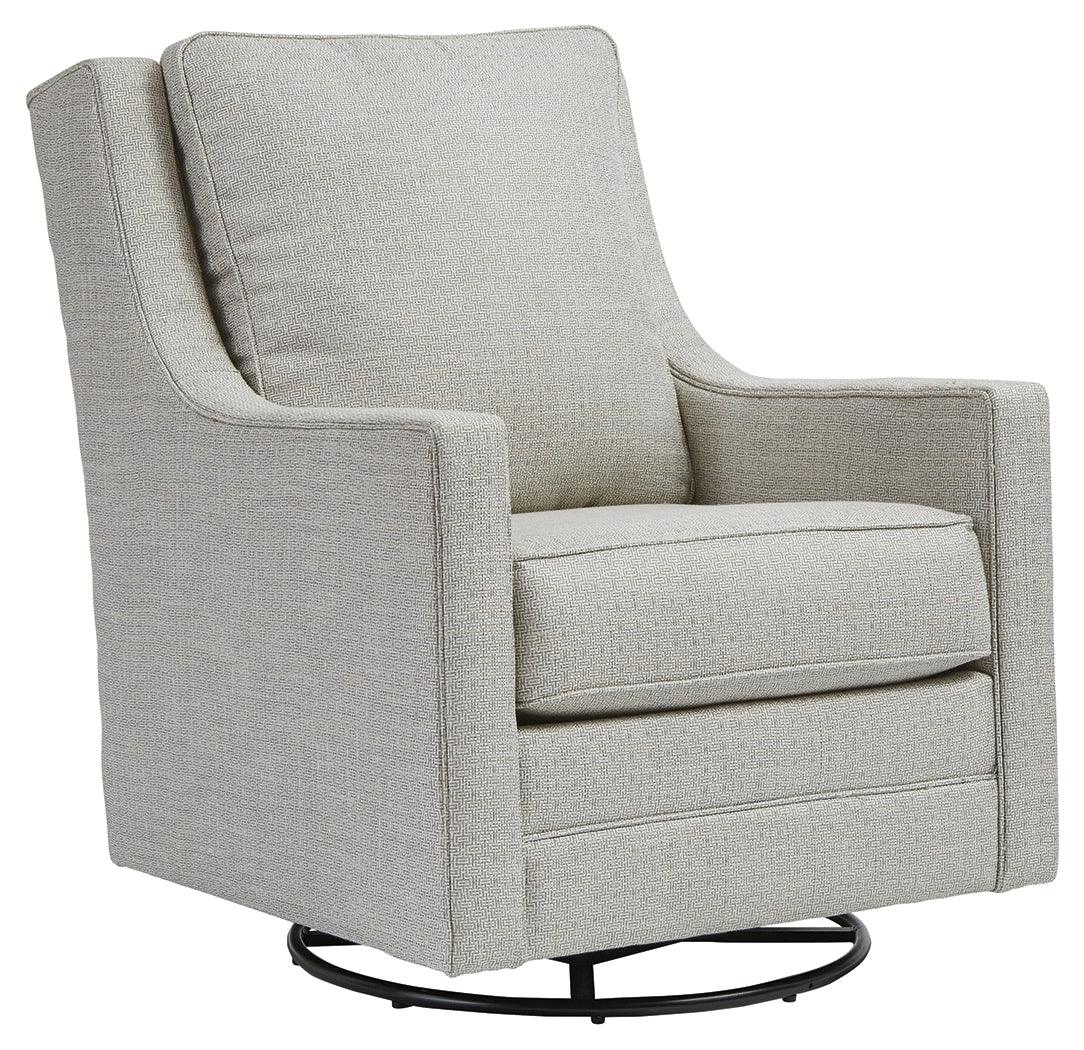 Kambria Frost Accent Chair side view showing swivel base
