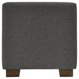 Side view of Cortwell Gray Upholstered Storage Bench