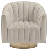 Side view of Penzlin Pearl Accent Chair displaying curved arms and swivel base