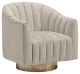 Penzlin Pearl Accent Chair back view highlighting barrel back design