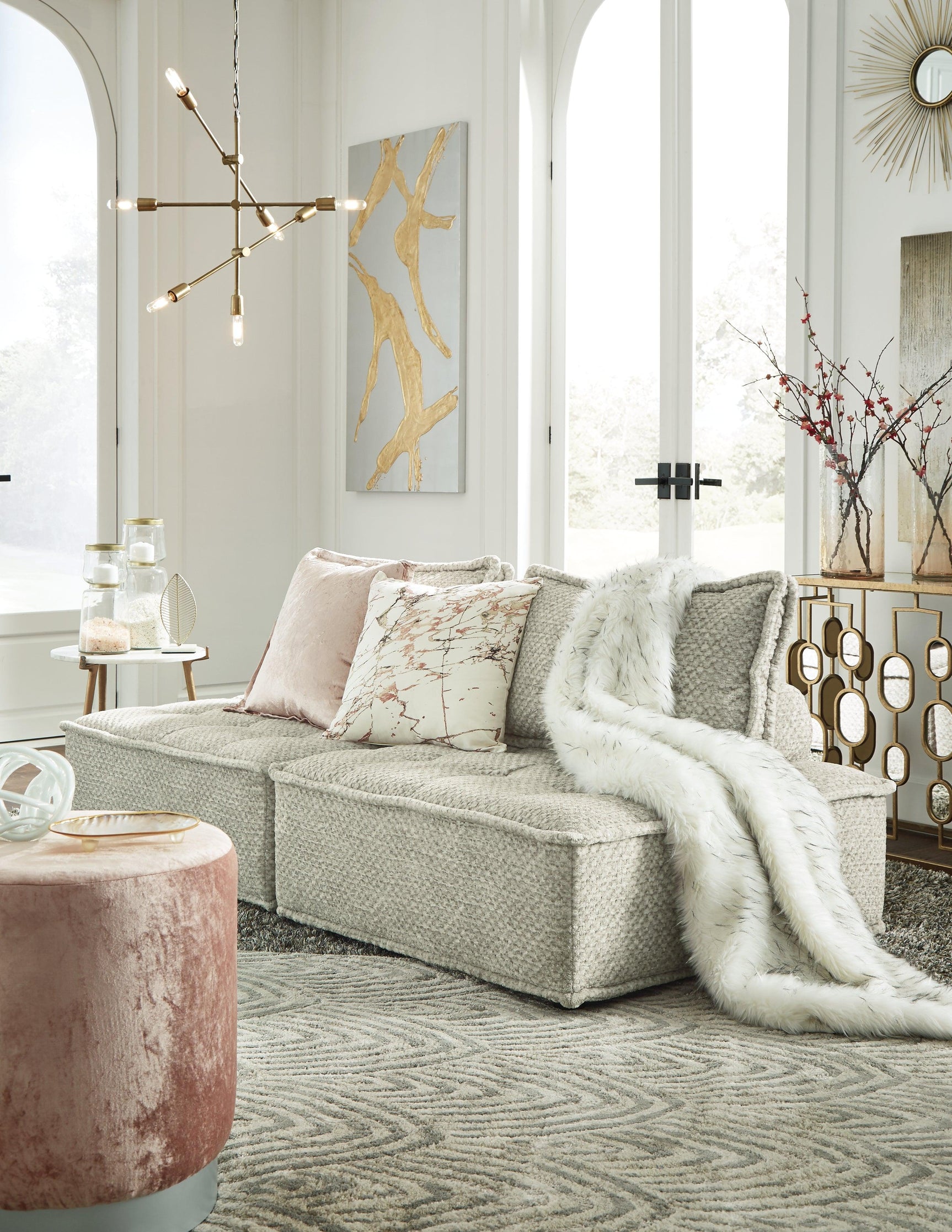 detail view of Bales Taupe 2-Piece Modular Seating furniture