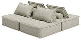 Detail of fabric upholstery on Bales Taupe Modular Sectional