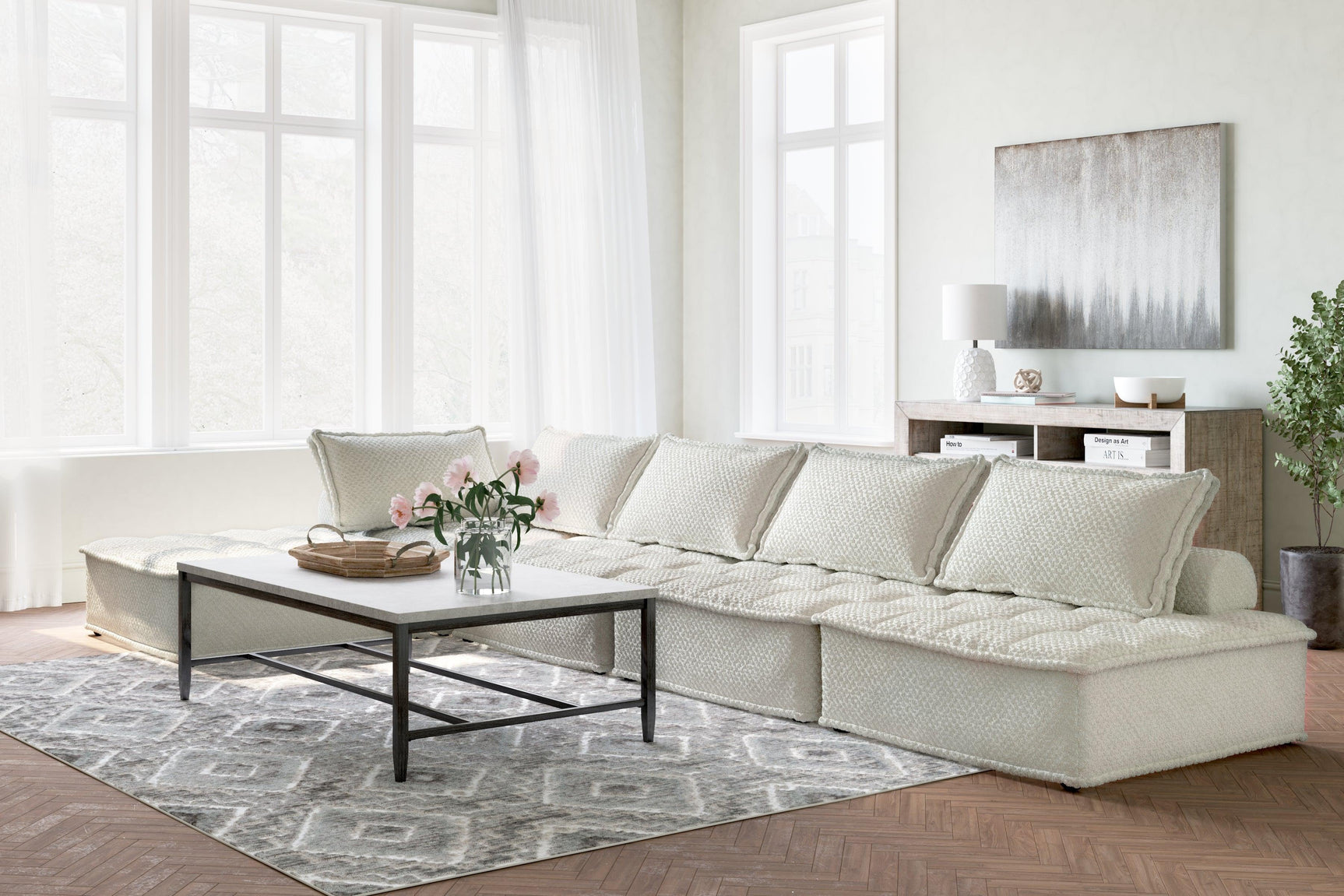Side detail of modular seating arrangement