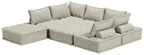 Detail view of Bales Taupe 7-Piece Modular Sectional Seating fabric and finish
