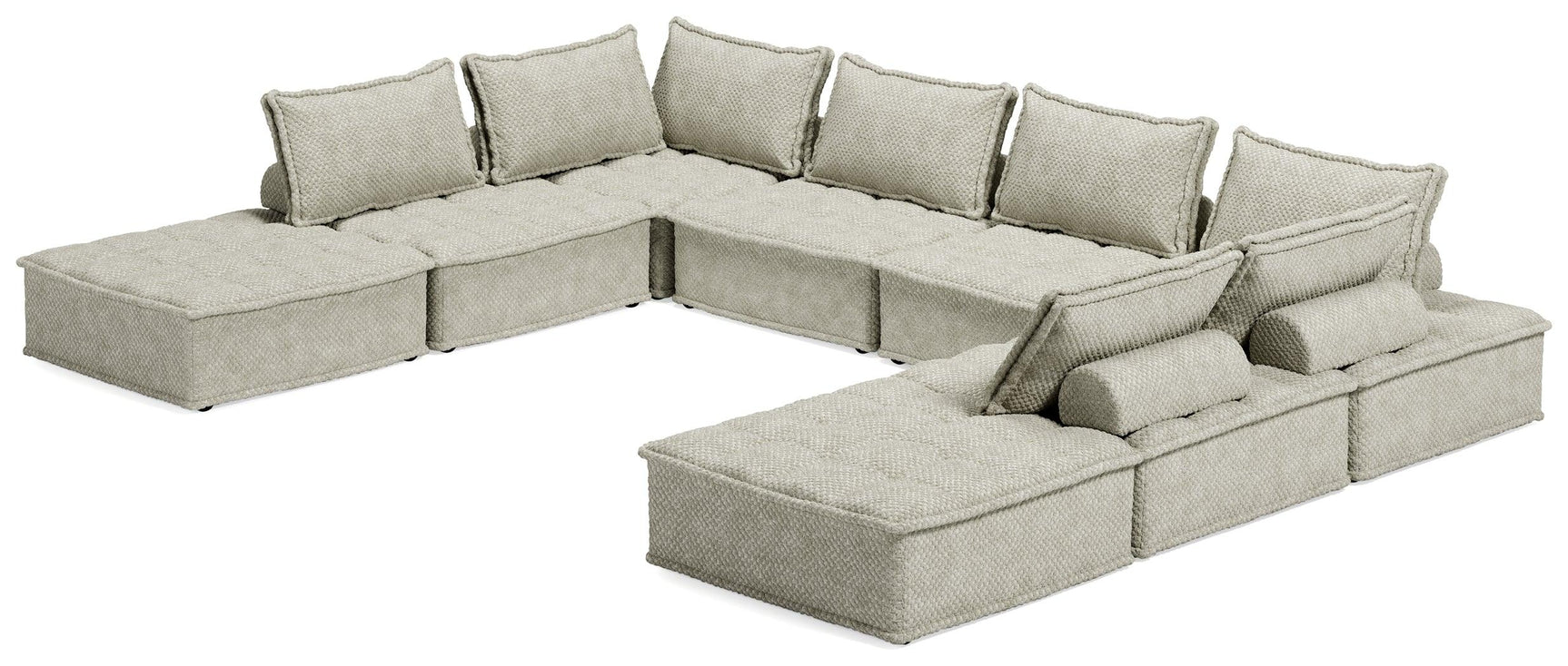 Close detail of Bales Taupe 8-Piece Modular Seating fabric and cushions
