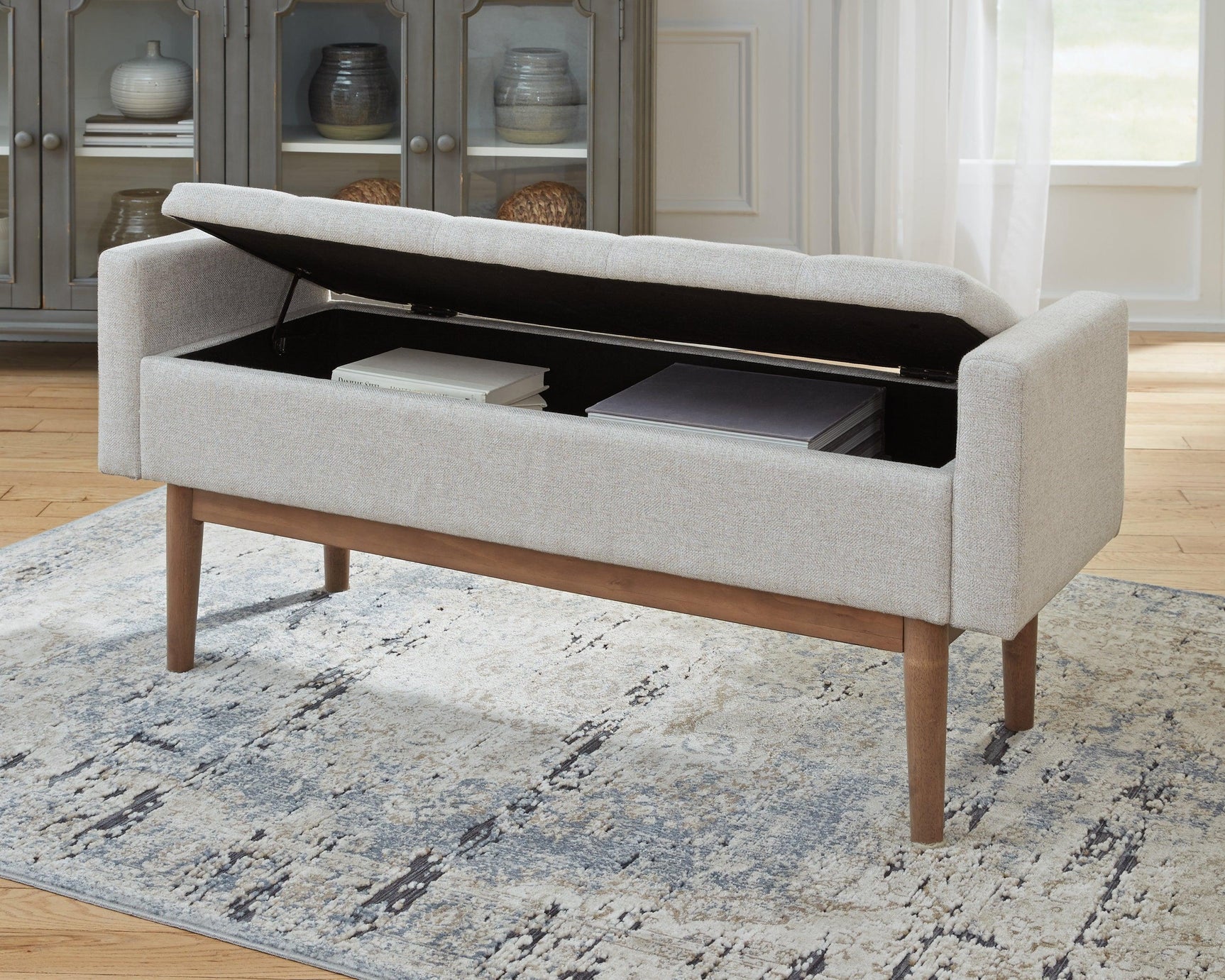 Briarson Storage Bench opened top showing storage