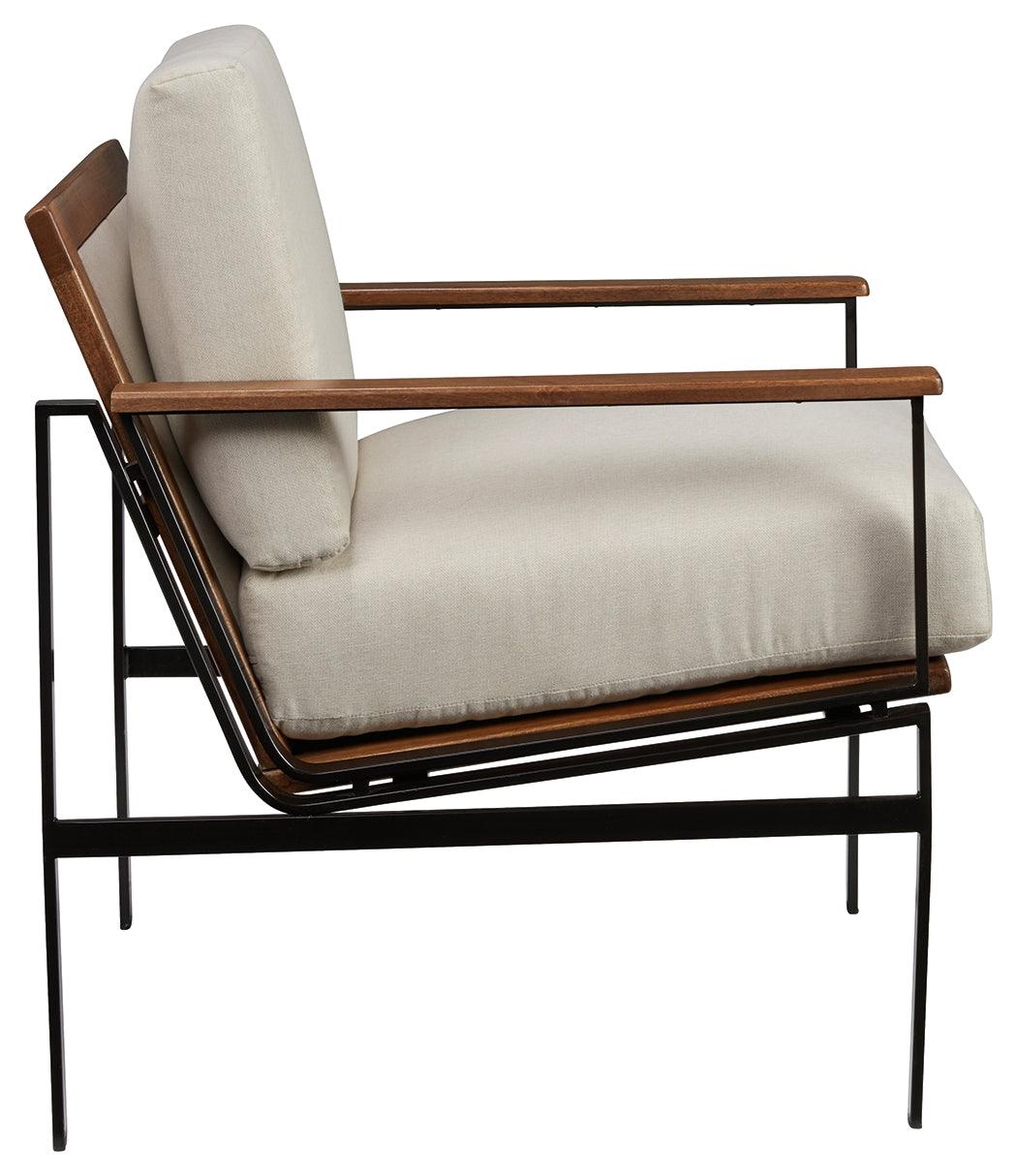 Tilden Ivory and brown accent chair rear view