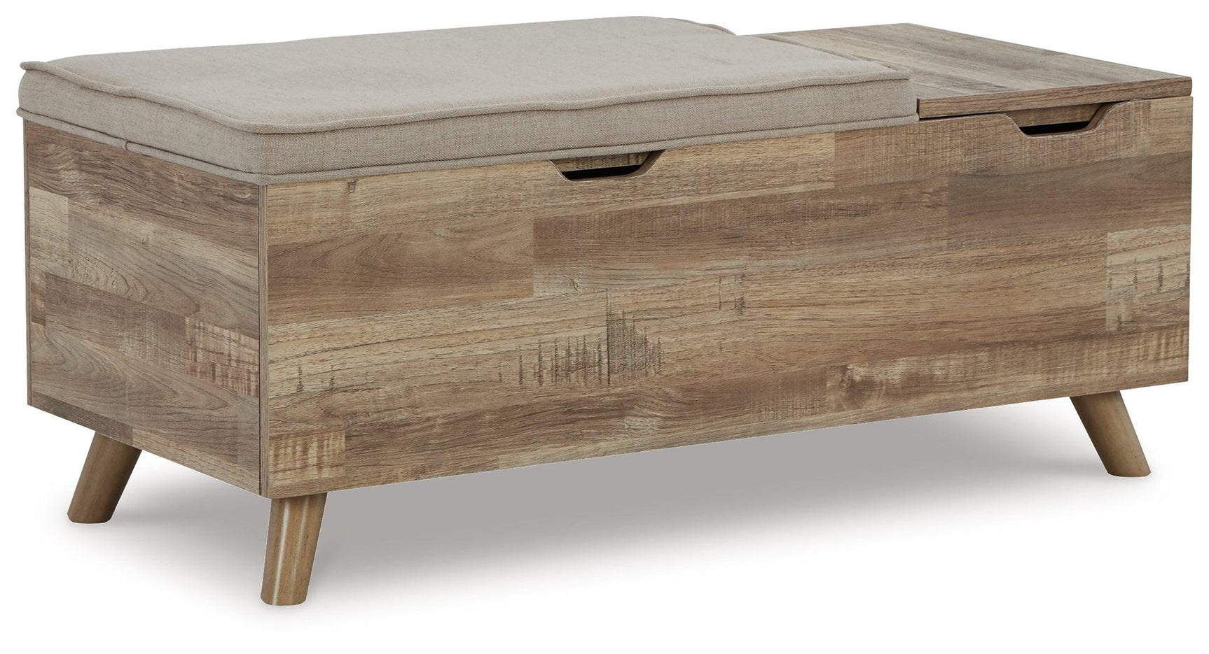 Gerdanet Beige Brown Storage Bench back view