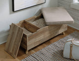 Gerdanet Beige Brown Storage Bench open top view