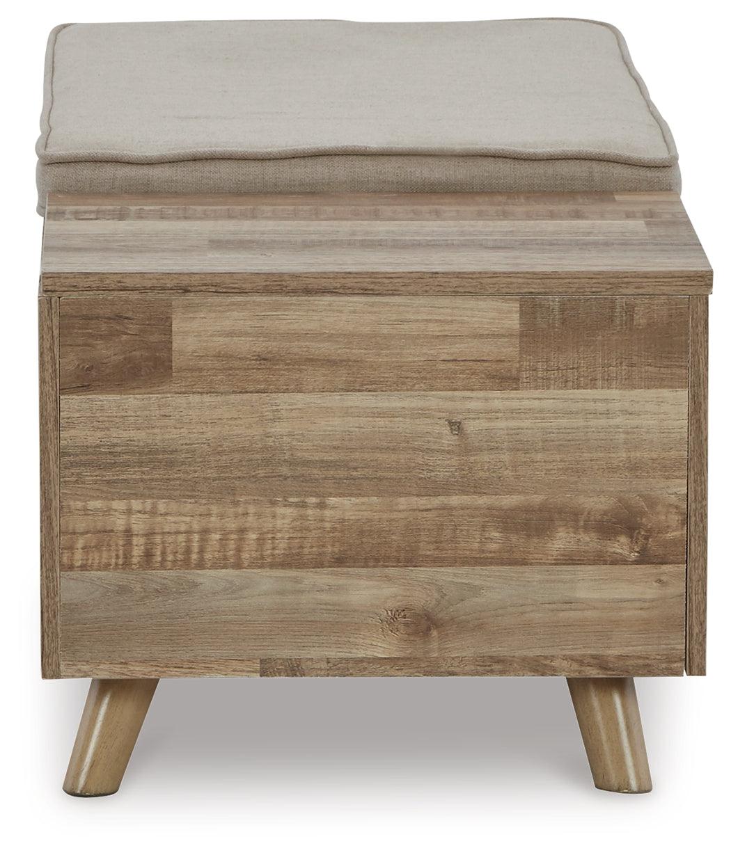Gerdanet Beige Brown Storage Bench side view