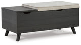 Yarlow Linen gray storage bench open storage compartments