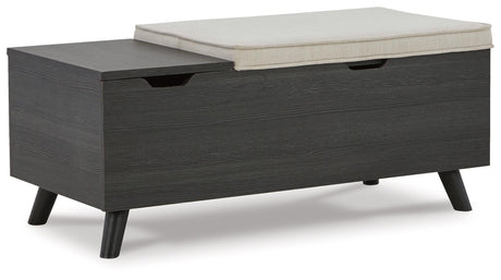 Yarlow Linen gray storage bench open storage compartments