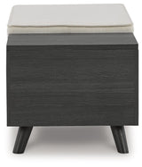Yarlow Linen gray storage bench back view