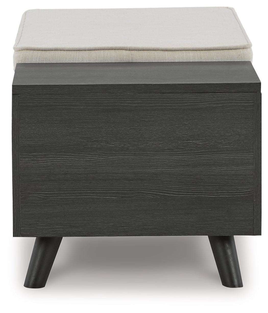 Yarlow Linen gray storage bench back view