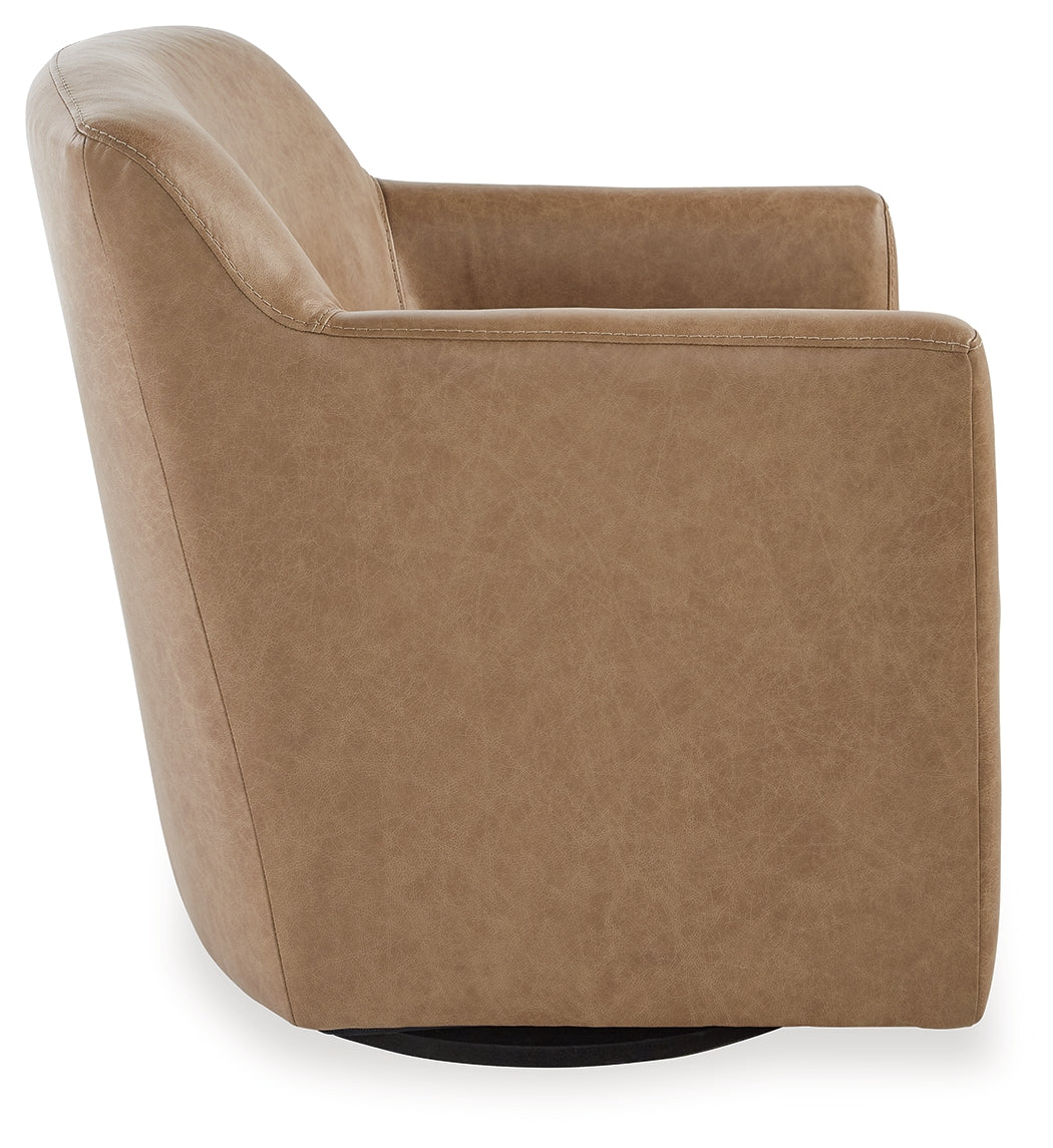 Bradney Swivel Accent Chair side profile showing arms