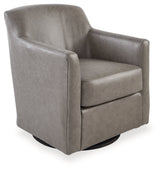 Bradney Fossil Leather Swivel Accent Chair side view