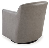 Bradney Fossil Leather Swivel Accent Chair back view