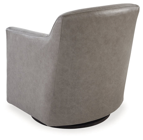 Bradney Fossil Leather Swivel Accent Chair back view