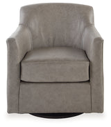 Bradney Fossil Leather Swivel Accent Chair head-on view