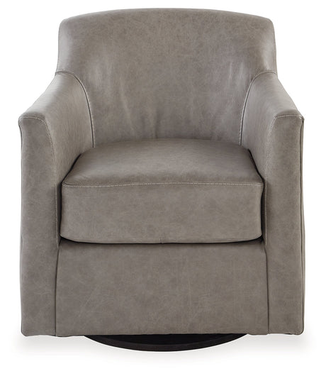 Bradney Fossil Leather Swivel Accent Chair head-on view