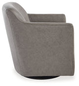 Bradney Fossil Leather Swivel Accent Chair side profile