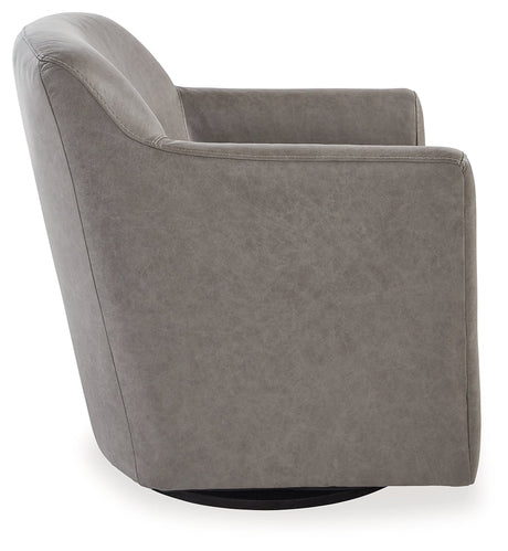 Bradney Fossil Leather Swivel Accent Chair side profile
