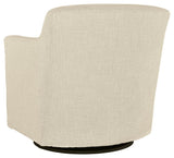 Bradney Linen Upholstered Swivel Accent Chair back view