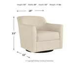 Bradney Linen Upholstered Swivel Accent Chair dimensional drawing