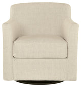 Bradney Linen Upholstered Swivel Accent Chair head-on view