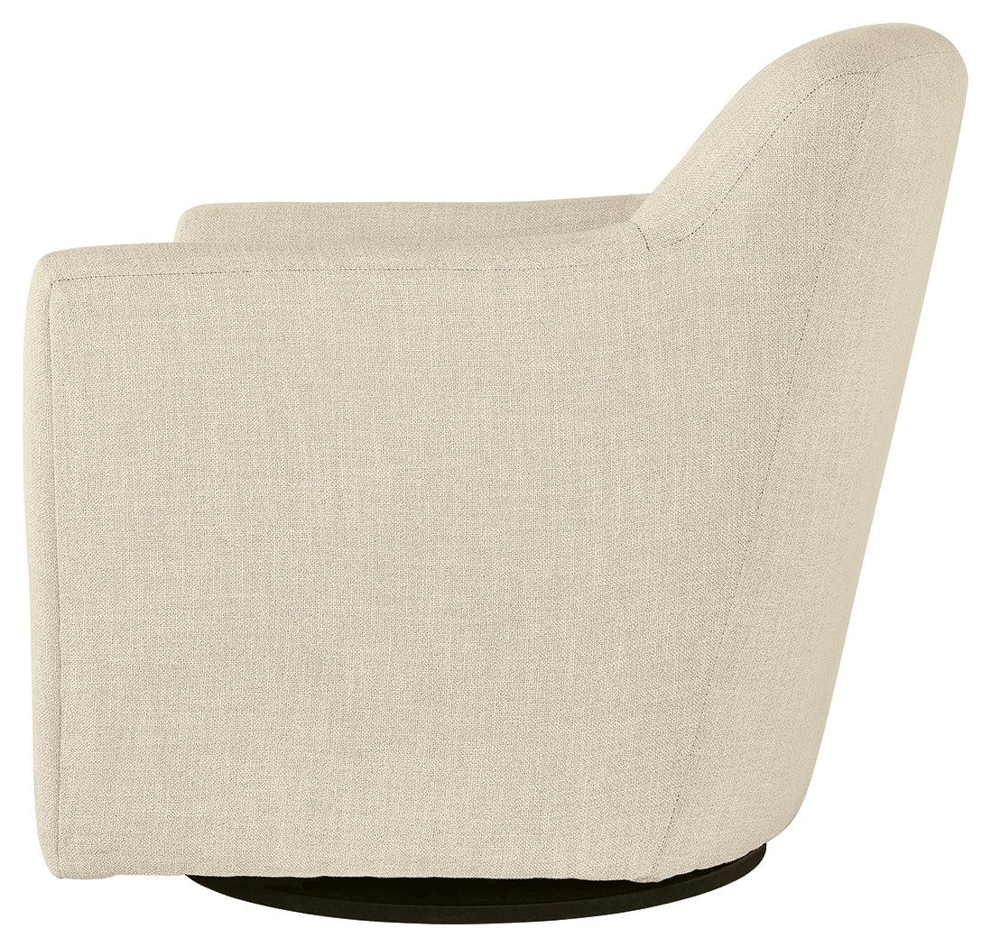 Bradney Linen Upholstered Swivel Accent Chair side view
