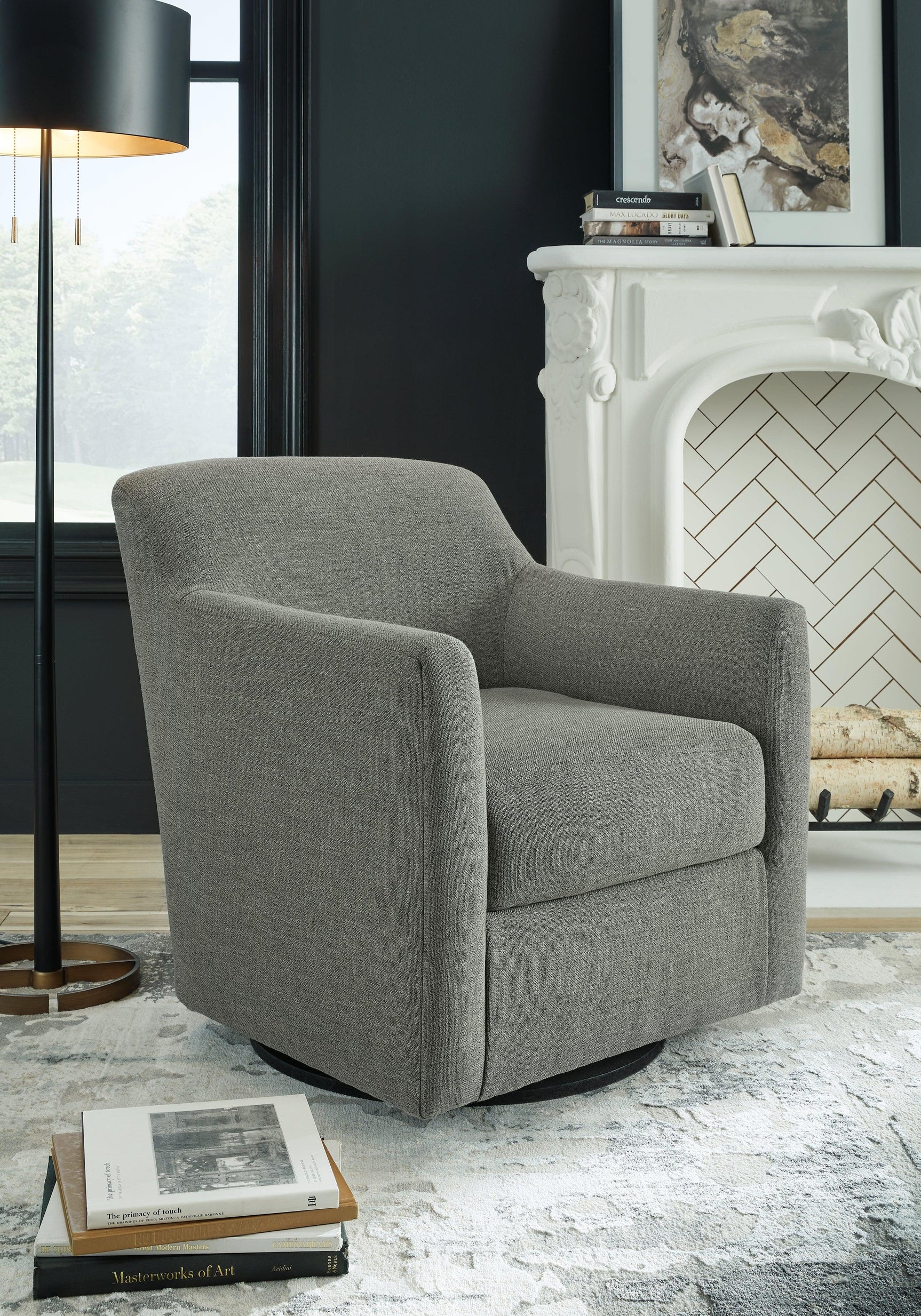Bradney Smoke Swivel Accent Chair - Ella Furniture