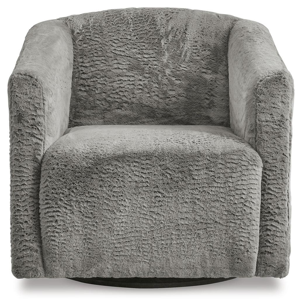 Bramner Charcoal Swivel Accent Chair side view