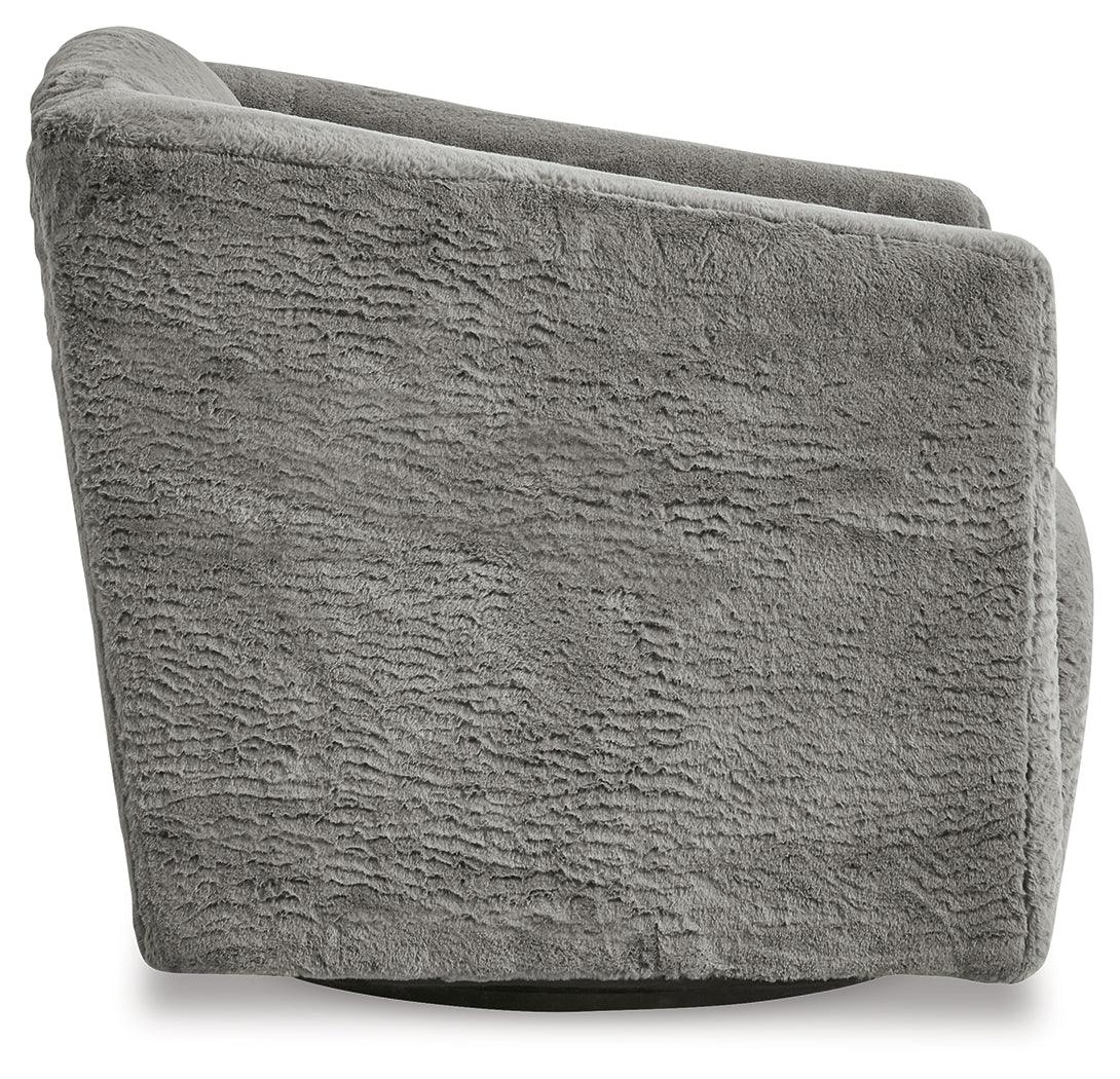 Bramner Charcoal Swivel Accent Chair back view